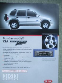 Kia Sportage Classic Prospektblatt 11/2000