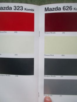 Mazda 121 323 626 MPV E-Serie Farben und Polster 9.1994