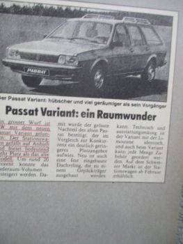 VW Passat +Variant (Typ 32B) Pressestimmen 1980
