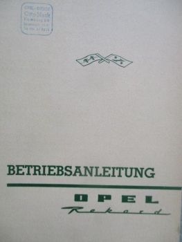 Opel Rekord A Betriebsanleitung Dezember 1962