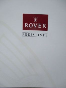 Rover Preisliste März 1995