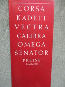 Opel Preisliste September 1990