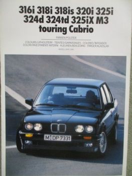 BMW 316i-325i,M3, touring, cabrio Farben und Polster Modelljahr 1990