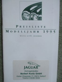 Jaguar Preisliste Modelljahr 1995