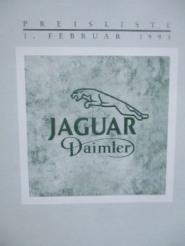 Jaguar Daimler Preisliste 1.Oktober 1992