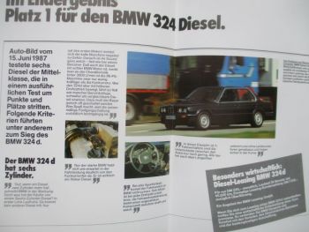 BMW 324d Auto-Bild vom 15. Juni 1987 Diesel-Test