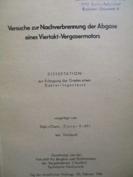 Versuche zur Nachverbrennung der Abgase eines Viertakt-Vergasermotors