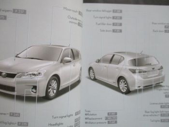 Lexus CT200h 2010 Owners Manual Bordbuch Englisch