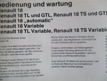 Renault 18 +TL GTL TS GTS TS+automatic 1980
