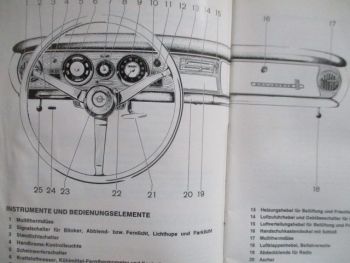 Opel Commodore A April 1968 Bordbuch Deutsch