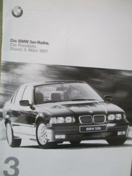 BMW 3er Reihe E36 Preisliste 3.März 1997