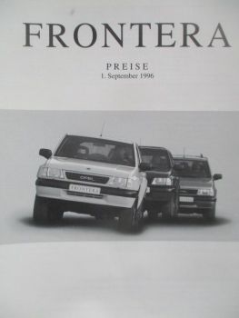 Opel Frontera A Preisliste September 1996