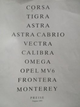 Opel Alle Preisliste August 1995