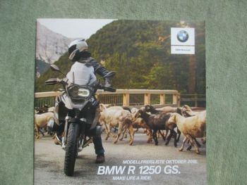 BMW R 1250 GS Preisliste Oktober 2018