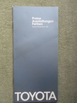 Toyota Preise Ausstattungen Farben November 1980