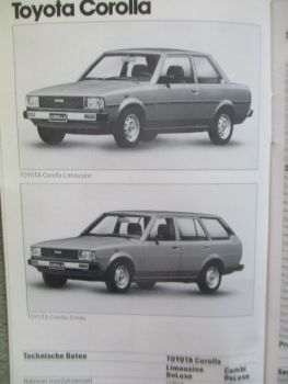 Toyota Preise Ausstattungen Farben November 1980