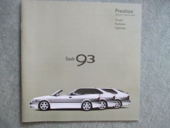 Saab 9-3 Preisliste Okober 2000