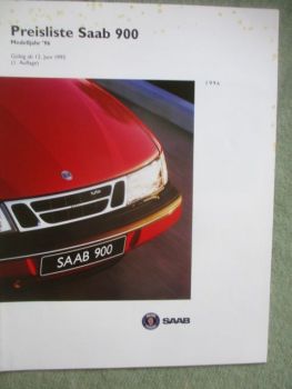 Saab 900 Preisliste Modelljahr 1996