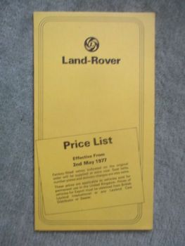 Land Rover Price List May 1977