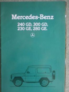 Mercedes Benz 240GD 300GD 230GE 280GE Oktober 1984