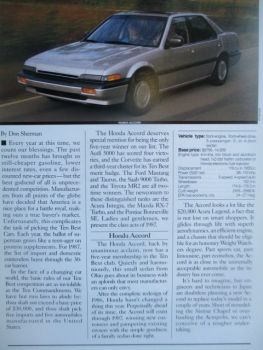 Car and Driver January 1987 Honda Accord