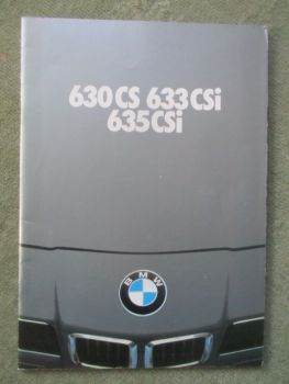 BMW 630CS 633CSI 635CSI E24 Katalog September 1978