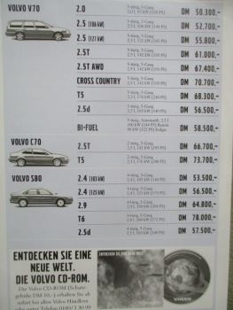 Volvo Preisübersicht Modelljahr 1999