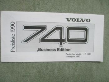 Volvo 740 Business Edition Preisliste 1.Februar 1990