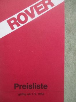 Rover Preisliste 1. September 1983