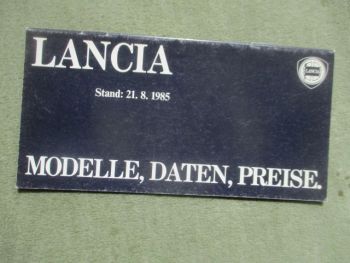 Lancia Modelle,Daten,Preise 21.August 1985