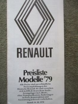 Renault Preisliste Modell 1979