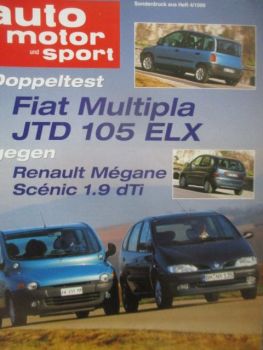 auto motor & sport 4/1999 Fiat Multipla JTD 105 ELX vs. Megane Scenic 1.9dTi