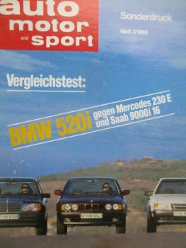 auto motor & sport 7/1988 BMW 520i E34 vs. Mercedes 230E W124 und Saab 9000i 16