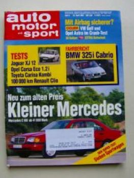 ams 9/1993 BMW 325i Cabrio E36, Dauertest Renault Clio