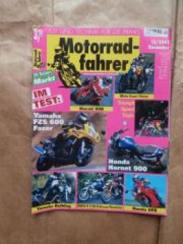 Motorradfahrer 12/2001 Honda CB 900F Hornet, Yamaha Bulldog 1100,Ducati 998 R, Yamaha 600 Fazer