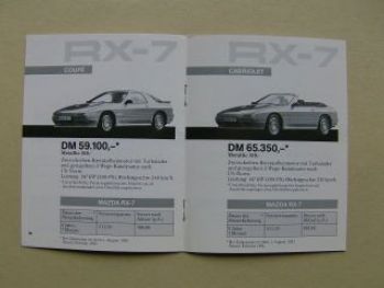 Mazda Preisliste MX-5 RX-7 323TX Februar 1991