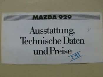 Mazda 929 Ausstattung & Preise 7.1983