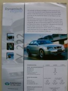 Daewoo Kalos V222 Prospektblatt April 2002
