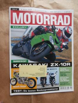 Motorrad 2/2004 Kawasaki ZX-10R,Aprilia RSV mille Tuono,Langstreckentest Suzuki V-Strom 1000,