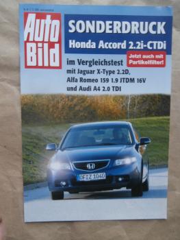 Auto Bild 48/2005 Honda Accord 2.2i CTDI vs. X-type 2.2D vs.Alfa Romeo 159 1.9JTDM 16V vs. A4 2.0TDI