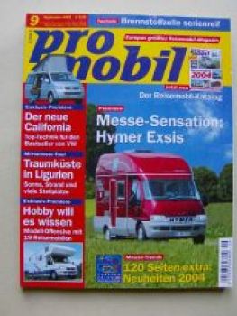 pro mobil 9/2003 Hymer Exsis, Hobby Alkoven, VW T5