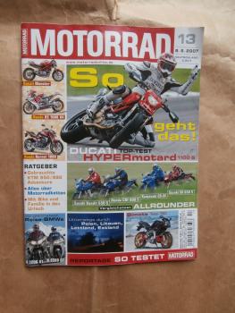 Motorrad 13/2007 Ducati Hypermotard 1100S,VG: Honda CBR600S vs. Suzuki Bandit 650S vs. Kawasaki ER-6f vs. Suzuki SV 650S