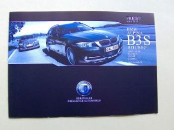 Alpina B3 S Biturbo E90 E91 E92 E93 März 2010 Preisliste