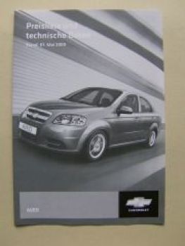 Chevrolet Aveo Preisliste 1.Mai 2009 NEU