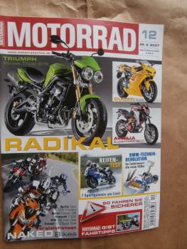 Motorrad 12/2007 Aprilia Tuono 1000R Factory vs. Ducati Monster S4R vs. Z1000 vs KTM 990 Super Duke und Triumph 1050 Speed Triple