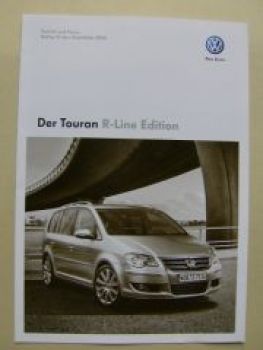 VW Touran R-Line Edition Preisliste November 2009