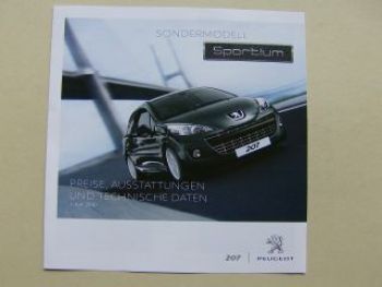 Peugeot 207 Sportium Preisliste Sondermodell 1.Juni 2010