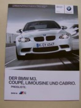 BMW Preisliste M3 Coupè Limousine Cabrio E92 E90 E93 März 2010