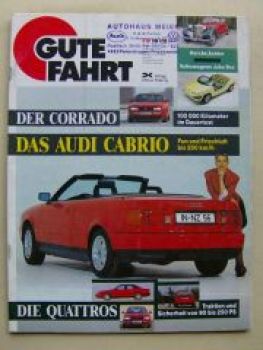 Gute Fahrt 4/1991 Audi Cabrio, Corrado Dauertest,Quattros