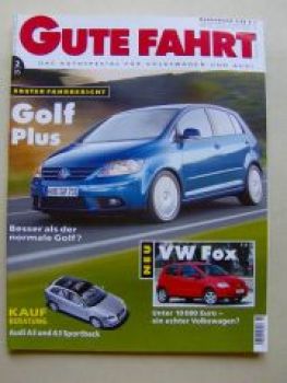 Gute Fahrt 2/2005 VW Fox, Kaufberatung A3 +Sportback,Golf Plus